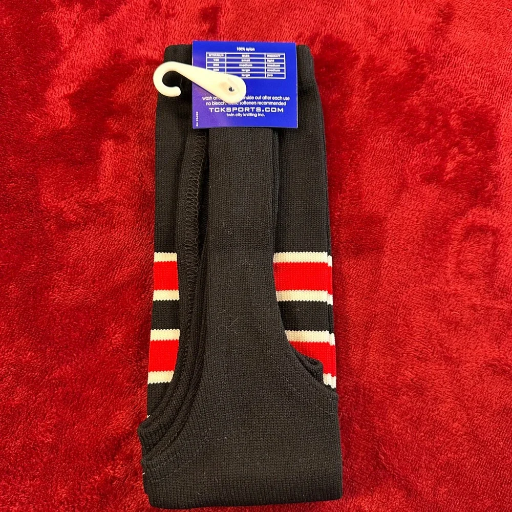 TCK 300 Baseball Stirrups Large‎ Black Red White Striped USA Made Twin City Knit